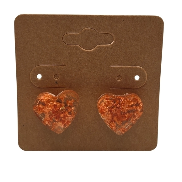 Heart-Shaped Rose Gold Flake Resin Gold Stud Earrings - Picture 1 of 4